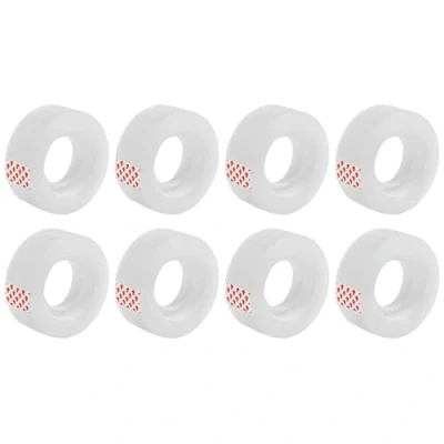 Afbeelding van D.RECT 8 stuks kantoortape, plakband, transparant, 18 mm x 30 m, transparant plakband met sterke hechting
