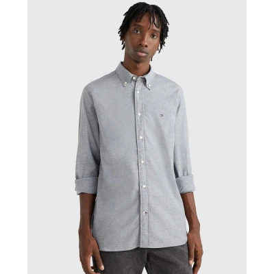 Afbeelding van Tommy Hilfiger gemêleerd regular fit overhemd CORE 1985 FLEX OXFORD met biologisch katoen desert sky