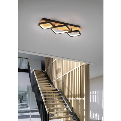 Afbeelding van Trio Design plafondlamp Rama 3800lm hout met zwart 643210332
