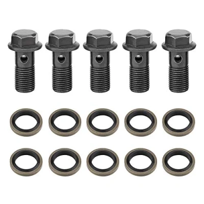 Afbeelding van RemBanjo Bout, 5 stks Motorfiets Banjo Bouten &amp; Wasmachines voor Remklauw Hoofdcilinder M10 x1.25/M10 * 1.0mm M10x1mm Standaard