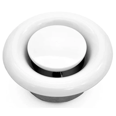 Afbeelding van H&amp;C VENT Verstelbaar schotelventiel, ronde stalen afdekking en ventilatie met verstelbare diffuser, ventilatiebuisventiel ventilatierooster, afvoerpijp (toevoer, metaal, wit, Ø 80 mm)