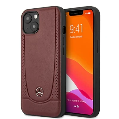 Afbeelding van iPhone 14 Plus Backcase hoesje Mercedes Benz Effen Rood Leer