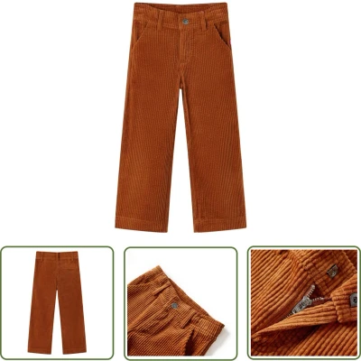 Afbeelding van vidaXL Jongensbroek Kinderbroek 116 ribfluweel cognackleurig Meisjesbroek Bruine Broek Katoenen