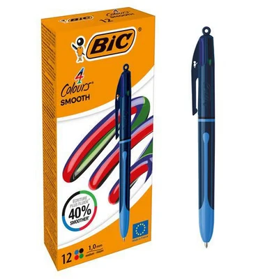 Afbeelding van Balpen 4 kleuren Smooth Pro ultragladde inkt Bic