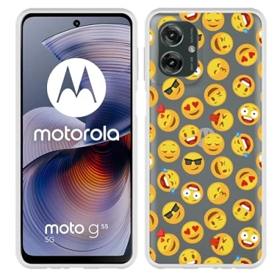 Afbeelding van Cazy Hoesje geschikt voor Motorola Moto G55 Siliconen Emoji