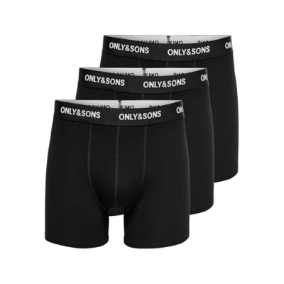 Afbeelding van Only &amp; Sons FITZ Solid 3PACK Boxerbriefs, Heren, Maat: Large, Black