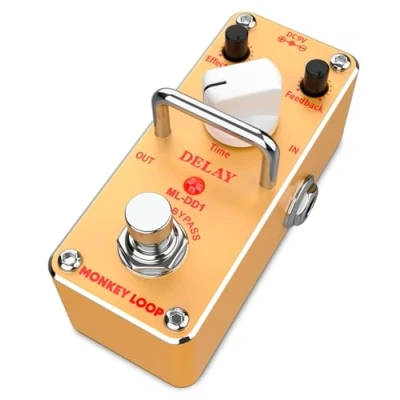 Afbeelding van MONKEY LOOP ML DD1 Effectpedaal voor elektrische gitaar, delay pedaal met vertragingsinstelling, effectsterkte en feedback, signaalkwaliteit True Bypass verbruik 23 mA (DC 9 V)