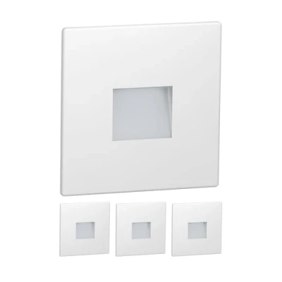 Afbeelding van ledscom.de 4 LED traplamp/inbouw wandlamp FOW voor binnen en buiten, downlight, hoekig, 85 x 85mm, warm wit