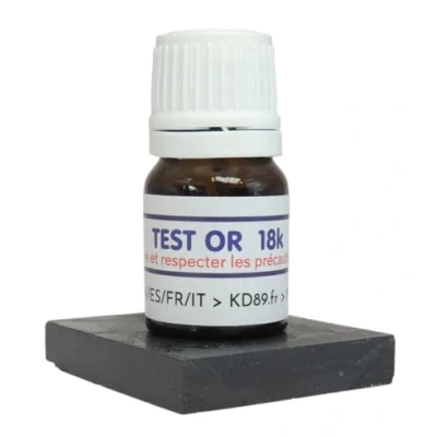 Afbeelding van KD89 Reactieve test/oplossing voor het testen van goud, 18 karaat, met natuurlijke toetssteen en meertalige handleiding, expertise sieraden, munten, lingotins, 2,5 ml