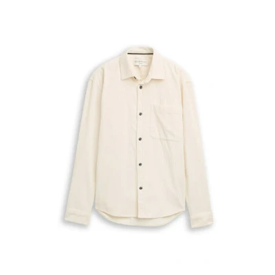 Afbeelding van TOM Tailor Denim CORD MIT Brusttasche Overhemd, Heren, Maat: Medium, Gardenia white