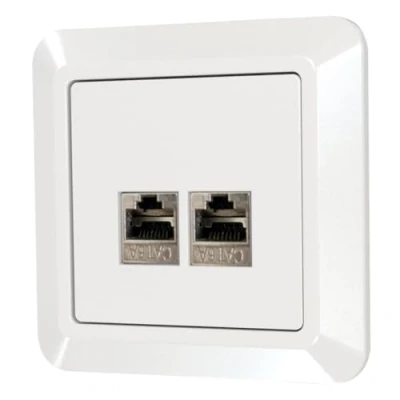 Afbeelding van Netwerkbox KOP Cat6A, UP, volledig afgeschermd, internetdatacontactdoos, inbouw, wit