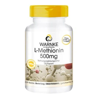 Afbeelding van L Methionine 500mg veganistisch &amp; hoog gedoseerd essentieel aminozuur 120 capsules Warnke Vitalstoffe Duitse apothekerskwalitei