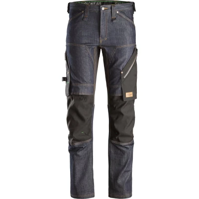 Afbeelding van Snickers 6956 FlexiWork, Denim Werkbroek+ blauw/Zwart