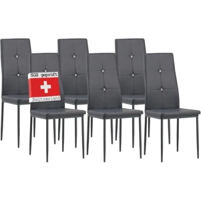 Afbeelding van Albatros eetkamerstoelen DIAMOND set van 6, grijs, comfortabel &amp; ergonomisch gevormde rugleuning, keukenstoelen