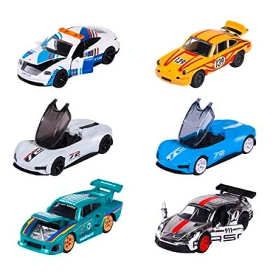Afbeelding van Majorette Porsche Deluxe Auto (1 stuk) modelauto (7,5 cm) uit de Car Edition (6 varianten, willekeurige keuze) met verzameldoos, speelgoedauto voor kinderen vanaf 3 jaar