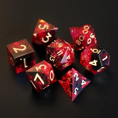 Afbeelding van DND Dobbelstenen Set 7 stks D4 D6 D8 D10 D12 D20 D% Polyhedral Handgemaakte Hars Scherpe Rand Dice voor Kerkers en Draken Pathfinder Roll Speeltafel Games RPG MTG met Geschenkdoos