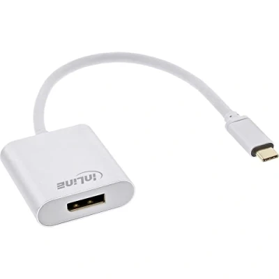 Afbeelding van InLine USB Beeldschermconverter (DP, 20 cm), Data + Video Adapter, Zilver