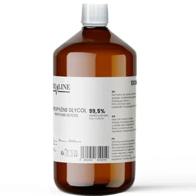 Afbeelding van hd line 1000 ml propyleenglycol E1520, perfect voor doe het zelf, farmaceutische kwaliteit 99,7% zuiverheid, levensmiddelenkwaliteit, ruw materiaal PG, zuiver, veganistisch, Ph. Eur/USP, 1 l