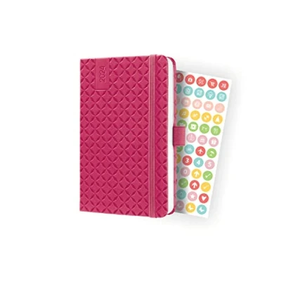 Afbeelding van Sigel agenda 2024 Jolie Flair A6 hardcover 7 dagen / 2 pagina&#039;s fuchsia pink SI J4104