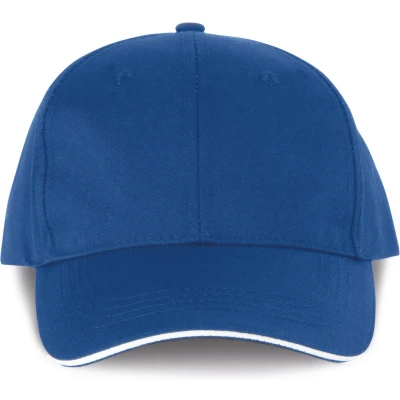 Afbeelding van WK. Designed To Work Contrasterende sandwichpet 6 panelen Oeko Tex WKP145 Royal Blue / White