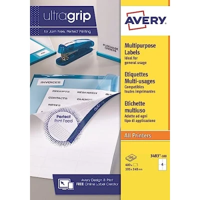 Afbeelding van Avery Zelfklevende etiketten Multifunctioneel wit 105 x 148 mm