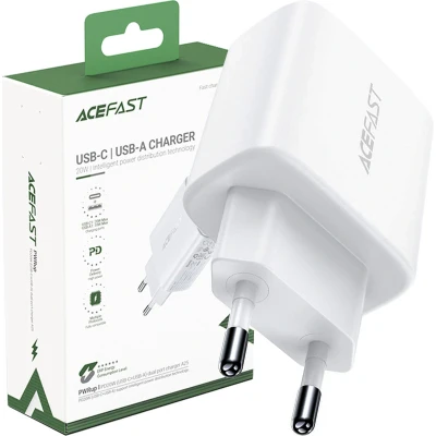 Afbeelding van Acefast Wall Charger A25, USB + C, PD 20W (wit)