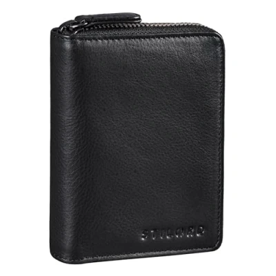 Afbeelding van STILORD &#039;Giannis&#039; Mini RFID Portemonne voor Herren Leer Kaarthouder met NFC Bescherming Small Wallet Geldtasje EC Kaartvakken Echt Leer, Kleur:zwart