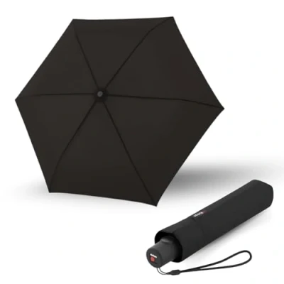 Afbeelding van Knirps paraplu C.250 Light Duomatic Zwart met parapluzak I Zakparaplu functie Automatisch openen sluiten drukknop Automatische &amp; lichtgewicht