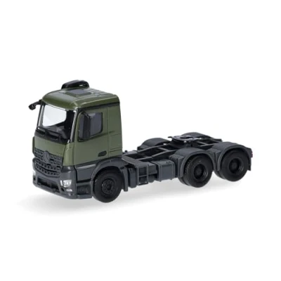 Afbeelding van Herpa vrachtwagen model MB Arocs M Solozugmaschine 3achs, schaal 1:87, voor diorama, modelbouw, verzamelobject, Made in Germany, kunststof