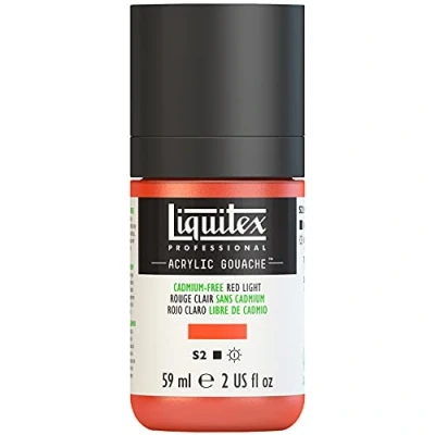 Afbeelding van Liquitex 2059893 Professional Acrylic Gouache, acrylverf met gouache eigenschappen, lichtecht, watervast 59ml Fles, Cadmium Free Red Light
