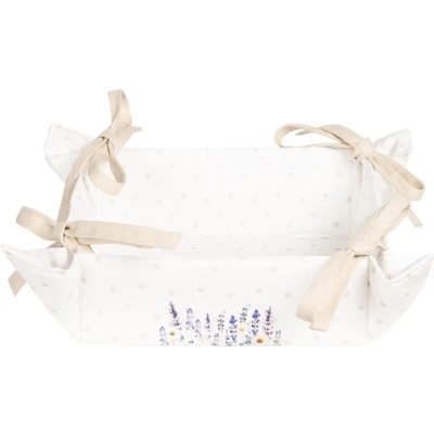 Afbeelding van Clayre &amp; Eef Broodmand 35x35x8 cm Paars Wit Katoen Vierkant Lavendel