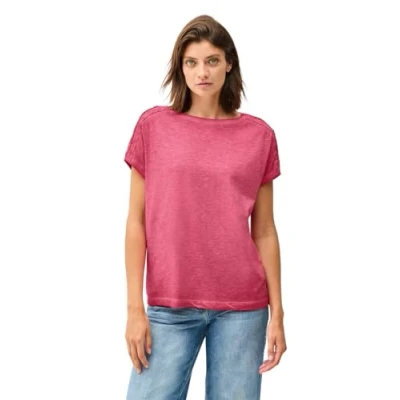 Afbeelding van Cecil MIT Knopfdetail Tshirt print, Dames, Maat: XS, Rot