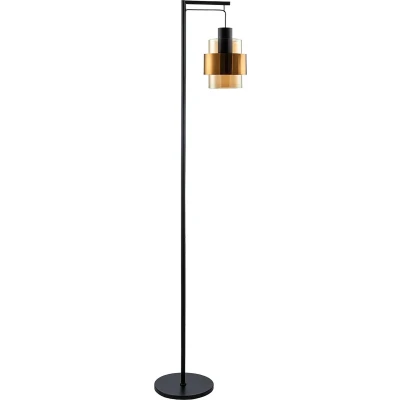 Afbeelding van Vloerlamp Chiasso Zwart Goud &amp; Amber Glas 1 Lichts 170cm