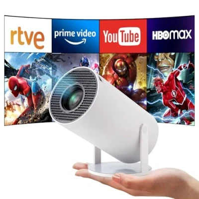 Afbeelding van Mini Beamer, Home Cinema Beamer met Auto Keystone, 4K/200 ANSI Video Projector WiFi 6, BT 5.0, 130 inch scherm, 180 graden rotatie, geïntegreerd Android besturingssysteem 11.0 (Wit)