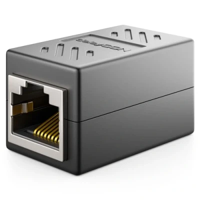 Afbeelding van deleyCON 1x CAT6 Koppeling Connector Netwerkkabel Patchkabel Ethernet Kabel Adapter Modulair Afgeschermd 2X RJ45 Bus DSL LAN Zwart