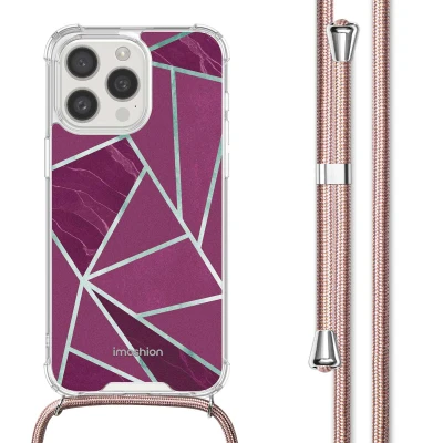 Afbeelding van Apple iPhone 15 Pro Hoesje Kunststof iMoshion Softcase/Koordhoesje/Backcover Bordeaux Graphic Telefoonhoesje