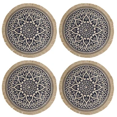 Afbeelding van Creative Tops Placemats, Rond, Set van 4, Geweven, Blauw