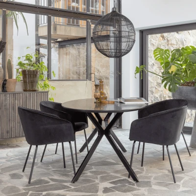 Afbeelding van Woood Eettafel Bruno MDF Zwart Ovaal 220x100 cm Hout