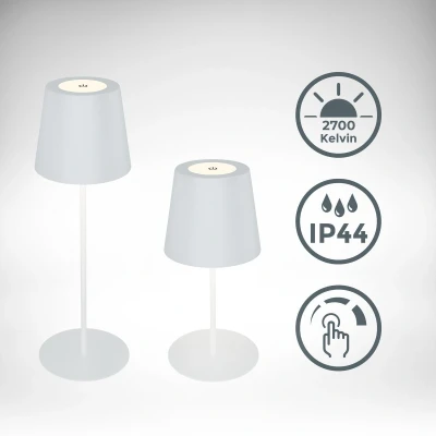 Afbeelding van B.K.Licht Oplaadbare Tafellamp IP44 draadloos met batterij dimbaar buitenlamp camptinglamp 31 x 10.5cm wit