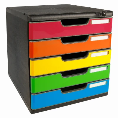 Afbeelding van Exacompta ref. 331798D Organisatiesysteem Ladebox MODULO A4 met 5 afsluitbare laden voor A4+ documenten Afmetingen: Diepte 35 x Breedte 28,8 Hoogte 32 cm Zwart/harlekijn glanzend