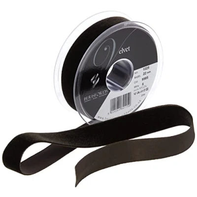 Afbeelding van Berisfords 00102500229985DF fluwelen lint, zwarte koffie, 102 x 30 cm