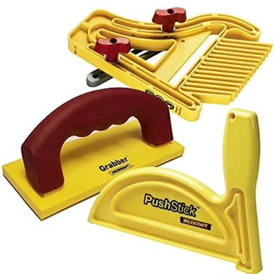 Afbeelding van Milescraft 7334 Veiligheidsbundel Inclusief FeatherBoard, PushStick en Gratis Grabber Push Block, Geel