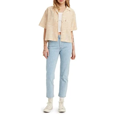 Afbeelding van Levi&#039;s Dames 501® Crop Cropped Fit, Blauw patroon., 25W x 26L