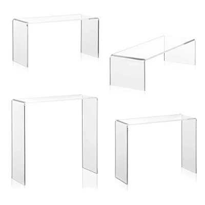 Afbeelding van Warendragerset als decoratieve standaard, presentatiestandaard, verkoopdisplay voor schoenen, cosmetica, verzamelstukken van originele plexiglas in vier verschillende hoogtes