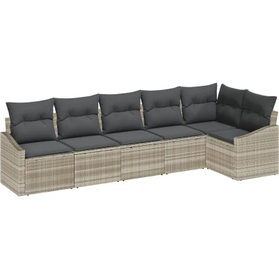 Afbeelding van vidaXL Tuin Sofa Set van 6 Grijs PE Wicker Stoel