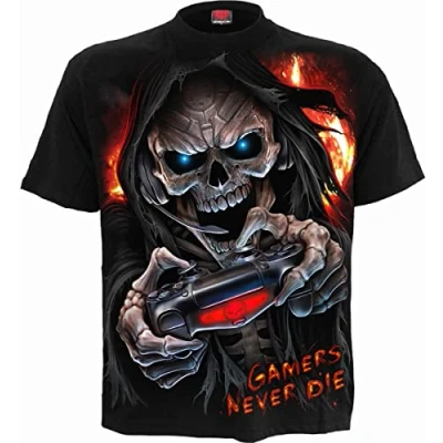 Afbeelding van Spiral Respawn T shirt zwart 4XL 100% katoen Basics, Everyday Goth, Gothic, Horror, Nu Rock wear