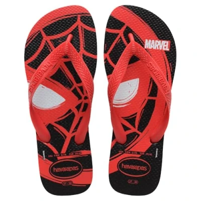 Afbeelding van Havaianas Unisex Top Marvel Logomania Flip Flop, Zwart/Rood Robijn, 3.5/4 UK, Zwart Rood UK