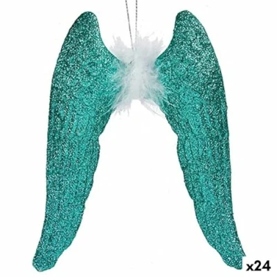 Afbeelding van Kerstversiering Engelenvleugels Groen Plastic Purpurine 12,5 x 15 2,5 cm (24 Stuks)