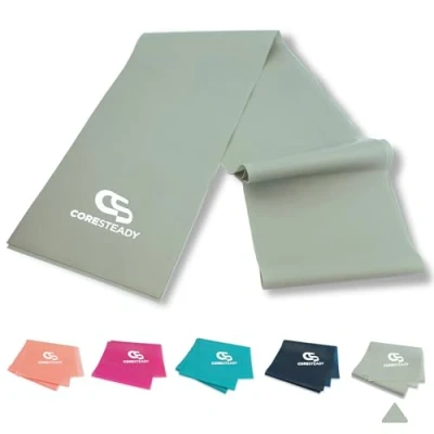 Afbeelding van Coresteady weerstandstherapiebanden Fitnessbanden Voor pilates, yoga, krachttraining Fysiotherapie &amp; revalidatie mannen vrouwen Trainingsgids inbegrepen (5# GRIJS/STERKSTE, 1,3 meter)