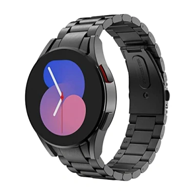 Afbeelding van MoKo Metal Strap Compatible with Samsung Galaxy Watch 7 FE 6 5 4 40mm 44mm/Watch Classic 43mm 47mm/5 Pro 45mm/4 42mm 46mm, No Gap Stainless Steel Replacement Band, Black